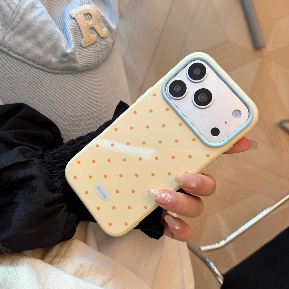 Polka Dot Ultra Slim Shockproof Phone Case with Colorful Wave Design