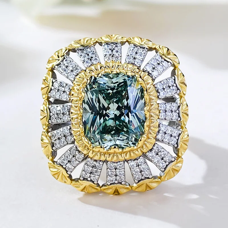 

Новинка, Серебро S925 пробы, Buchelati Wind, зеленый турмалин 8*10, Коктейльные в европейском и американском стиле ins