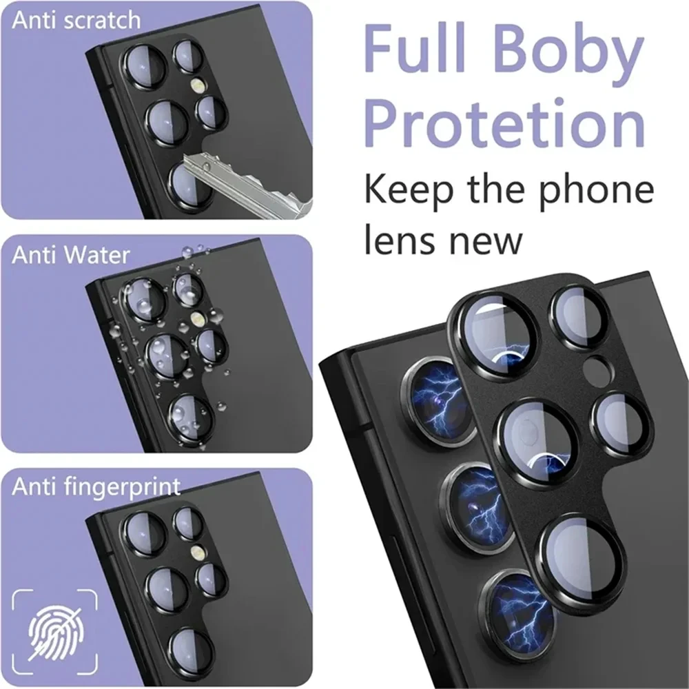 8K HD Camera Protective Metal Lens Cover with Tempered Glass Film