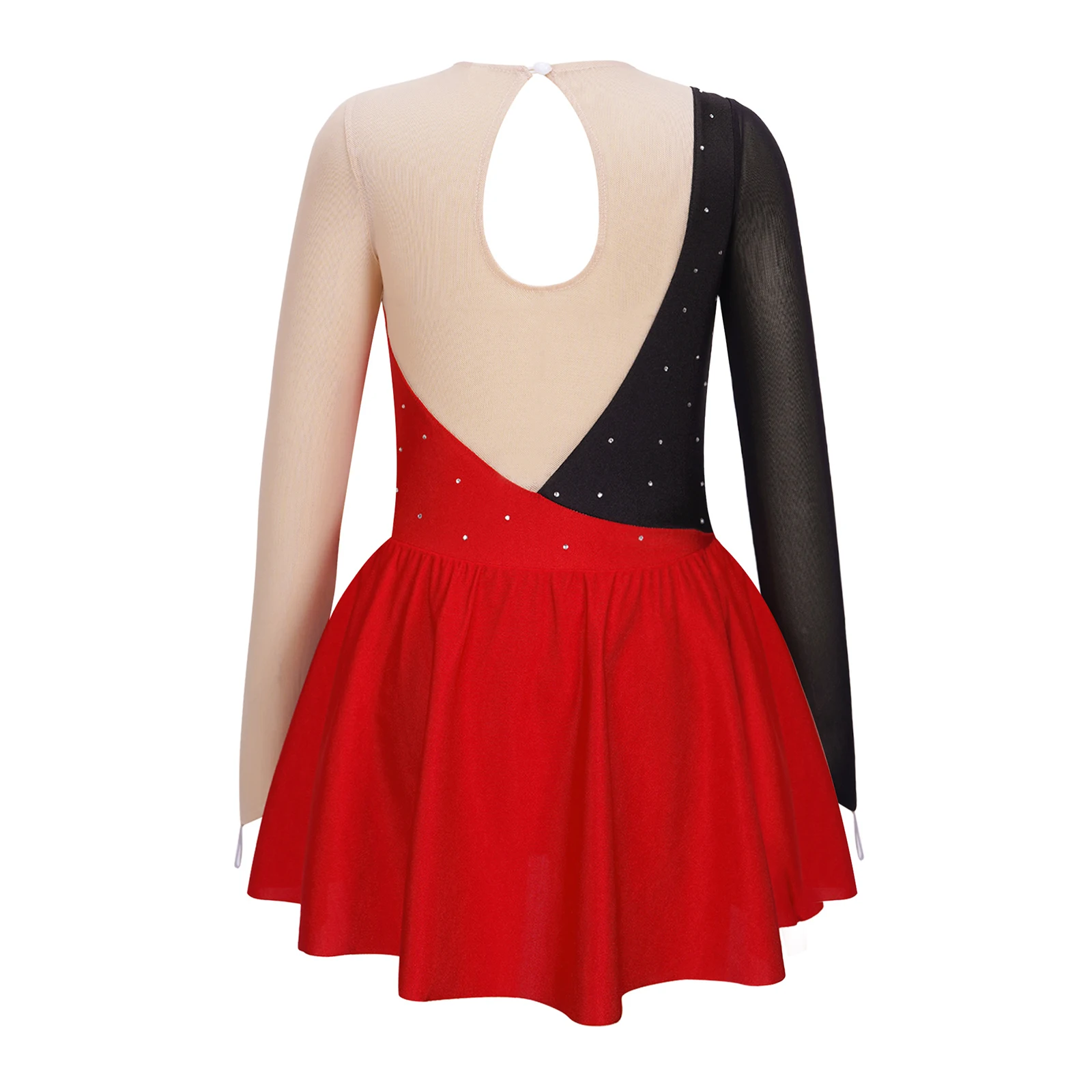 여아용 라인스톤 피겨 스케이팅 드레스, 발레 체조 레오타드 댄스웨어, 볼룸 대회 의상