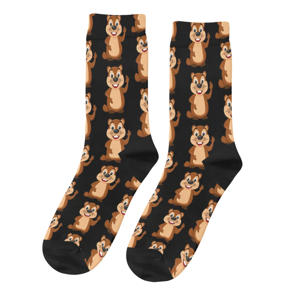 

Retro Happy Groundhog Day Men's Socks Groundhog Animal Unisex Novelty Pattern Printed Happy Crew Sock Gift
