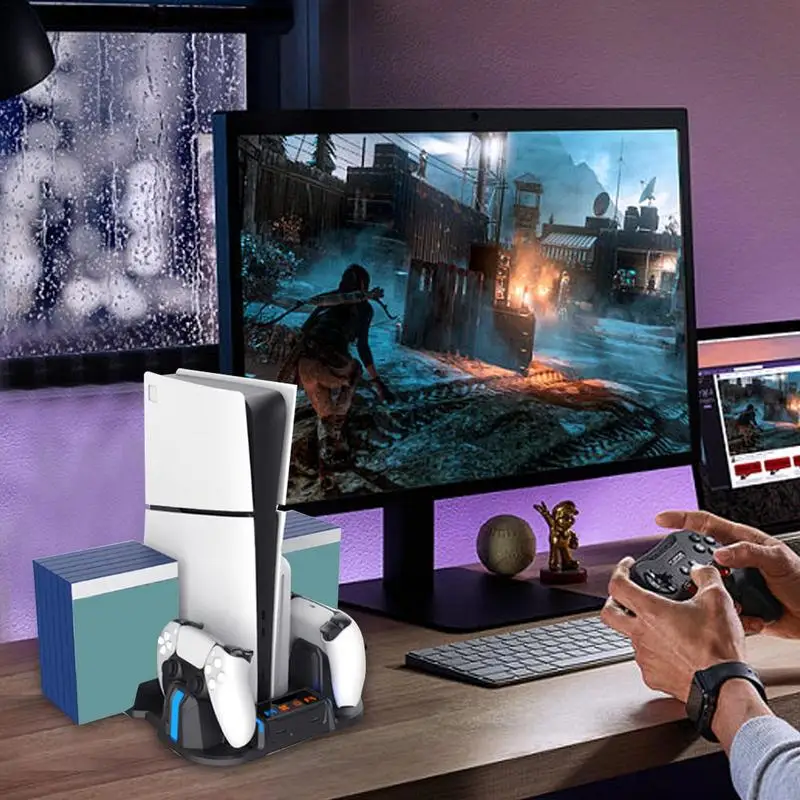 

Charger Stand With Cooling Fan Game Console Controller Charging Dock GP 521 Is Suitable For P S5 Slim Console for Dormitory Home