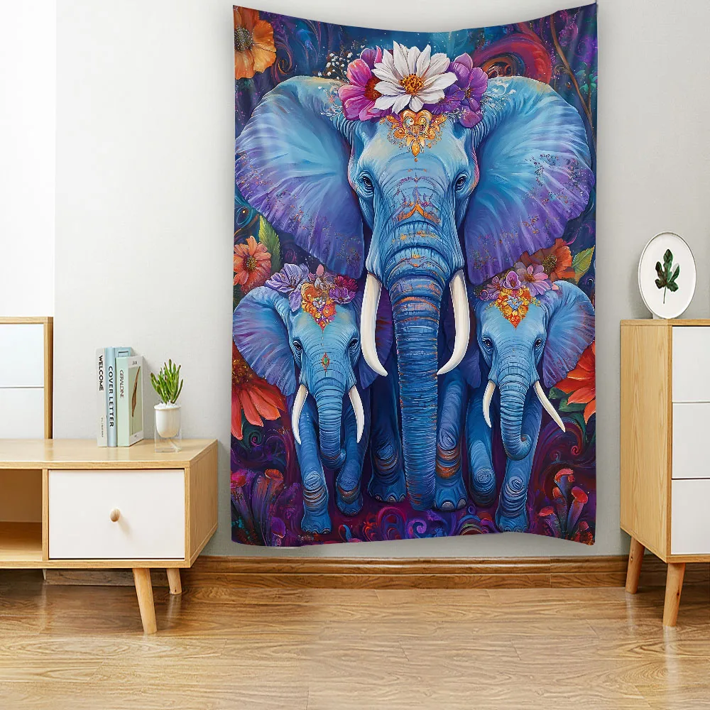Home decoration tapestry animal forest flowers birds elephants tigers leopards dormitory bedroom art decoration wall hanging