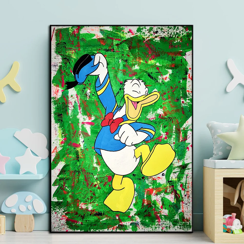 

Green Backdrop Donald Duck Canvas Painting Modern Wall Art Poster Print Disney Pictures for Kids Living Room Home Decor Cuadros