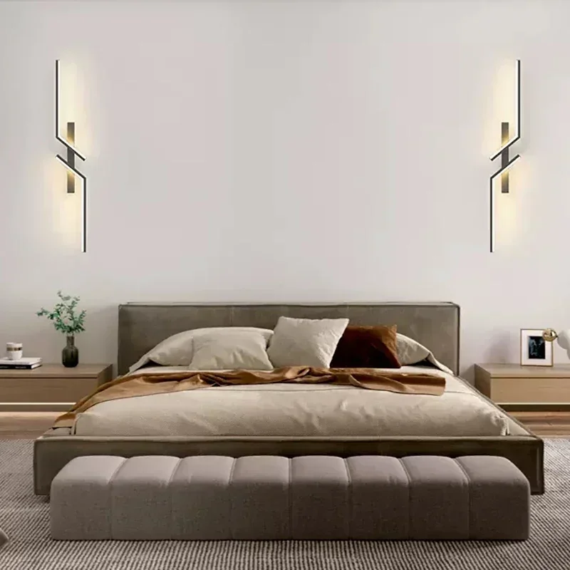 Lámpara LED de pared moderna con Control remoto, candelabro de 60/80/100CM para sala de estar, dormitorio, pasillo, mesita de noche, decoración del hogar, Lustre