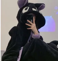 2024 Winter Pajamas Bat Robe Homewear Lounge Sleepwear Warm Comfy Kawaii Halloween Party Vampire Cosplay Costume - Image 4