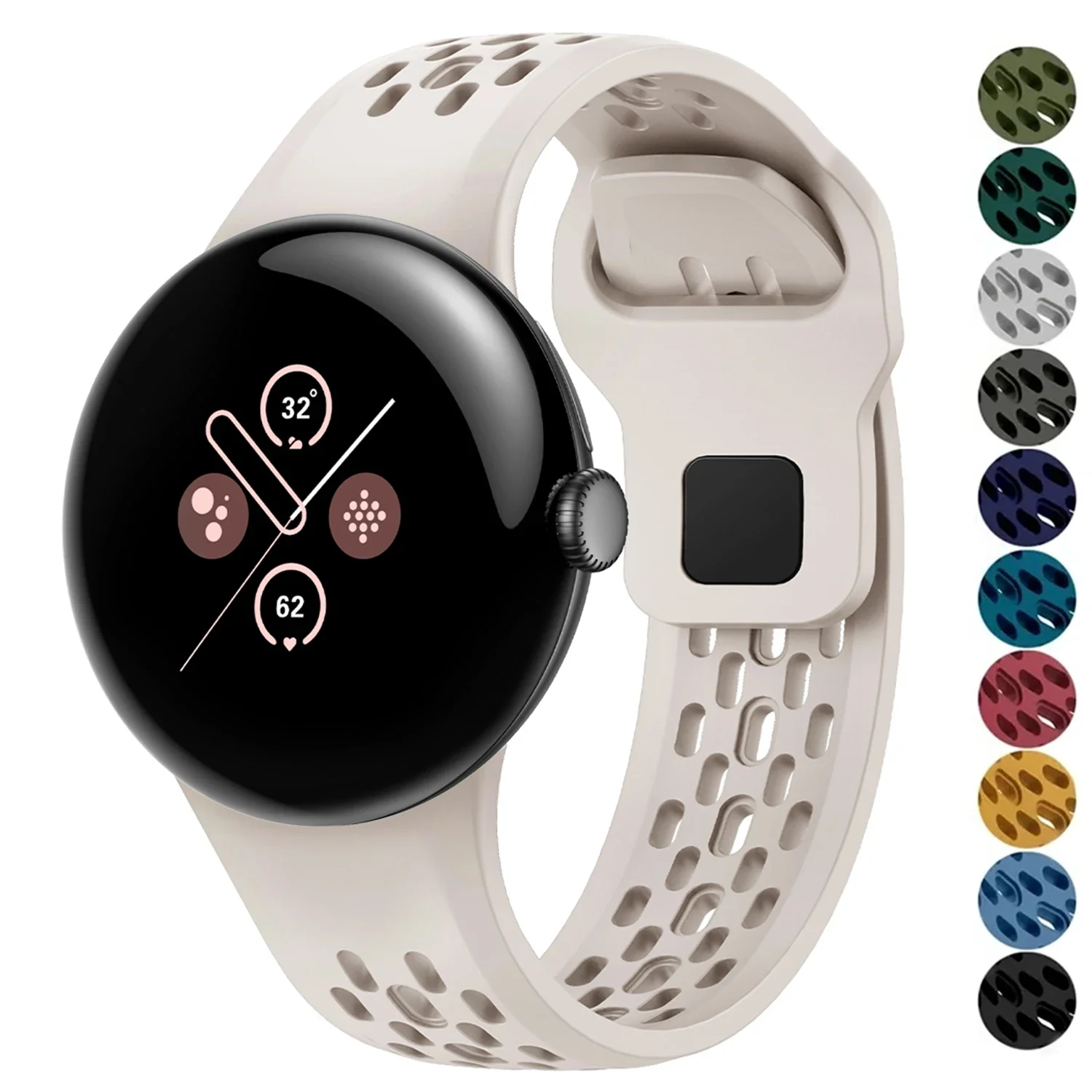 Breathable Silicone Sports Watch Band, 45mm