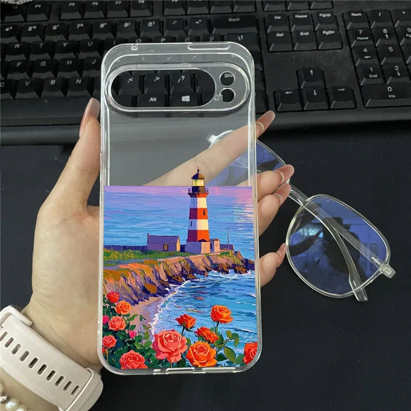 Seaside Scenery Mountain Flower Landscape Clear Soft TPU Phone Case
