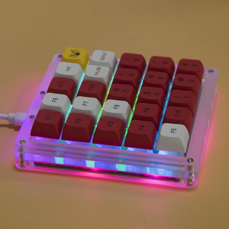 25 teclas, iluminação quente, configuração para teclado mecânico, sem teclas