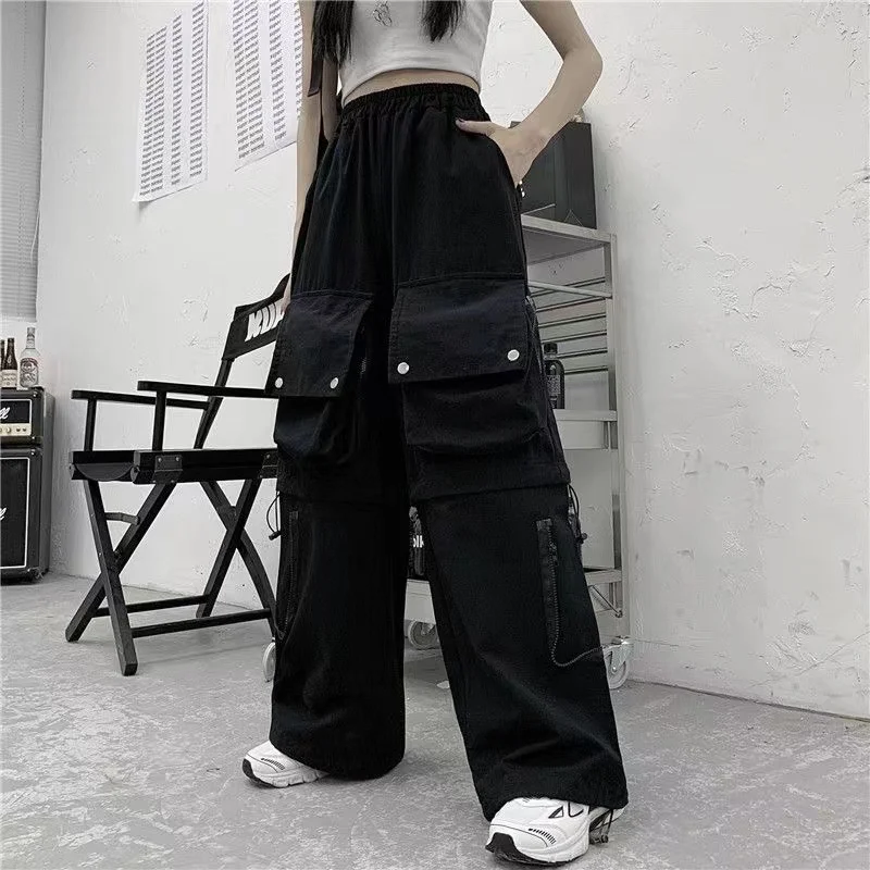 Emo Black Men's Korean Fashion Casual Cargo Pants For Men Cargo