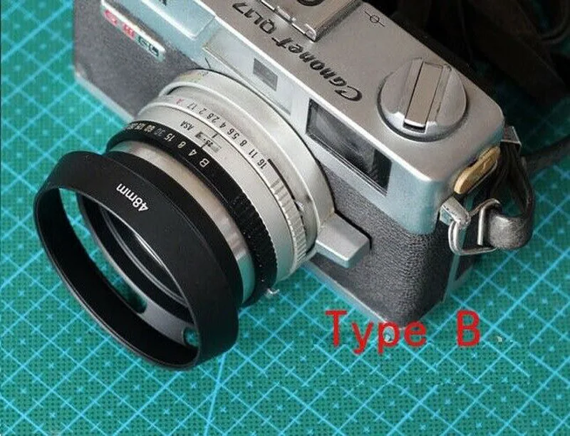 48mm Standard/Tilted Vented Metal lens Hood and Lens Cap for