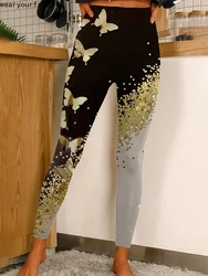 Bling Butterfly Gym Yoga Legging 3D All Over Print Sexy Casual Streetwear US Size Fitness Elastic Women Girl Clothing