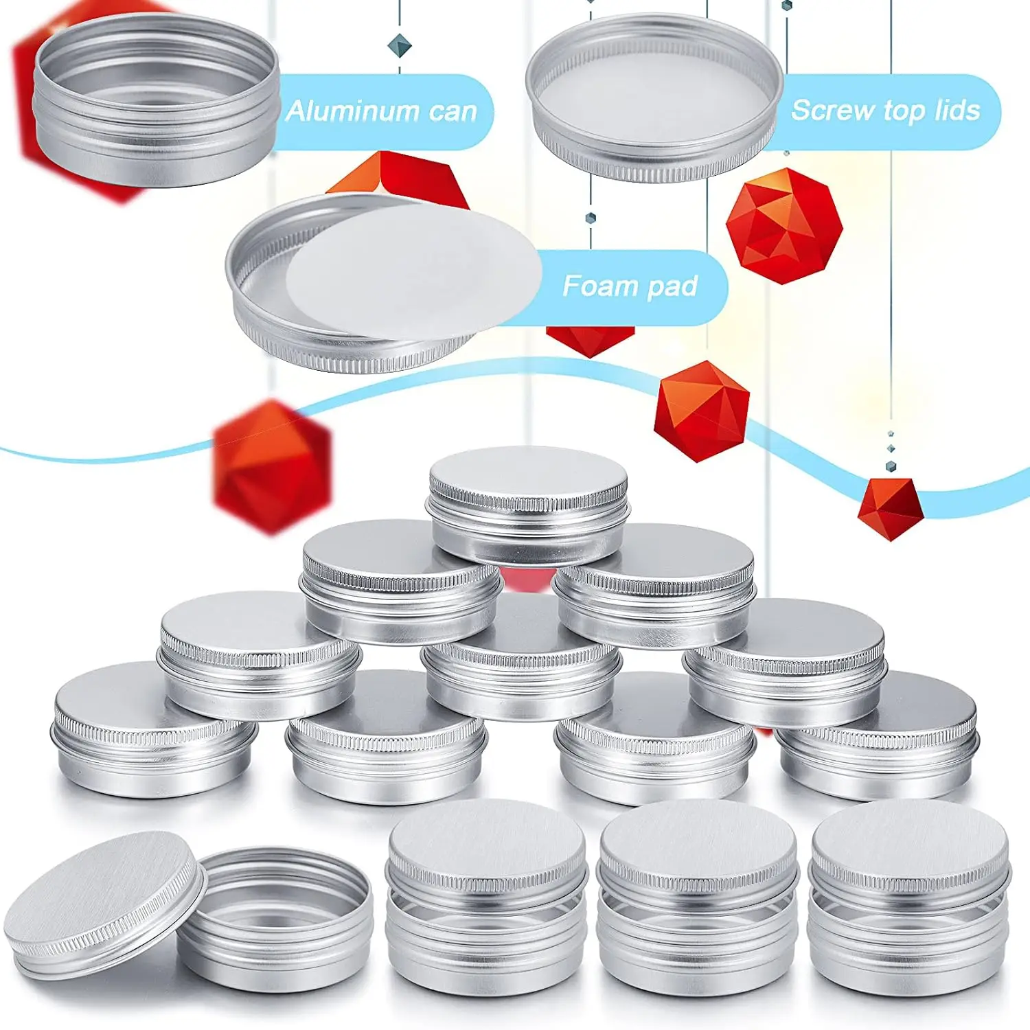 Empty Aluminum Tins Cans Silver Metal Round Cans with Screw Lid for Salve Spices Candles Lipstick 5-10pcs 5g-100g for aluminum tins cans