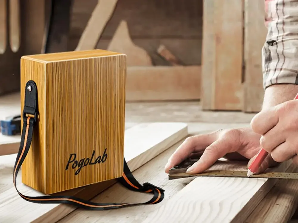 Tone Thick Wooden Cajon with Guitar Compact Miniature Percussion Instrument with Strap & Storage Bag Musical Hand Drum