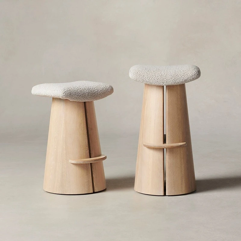 Nordic Luxury Solid Wood Bar Chair Creative Design Kitchen Counter Home Bar Stools Modern Taburetes Altos De Cocina Furniture