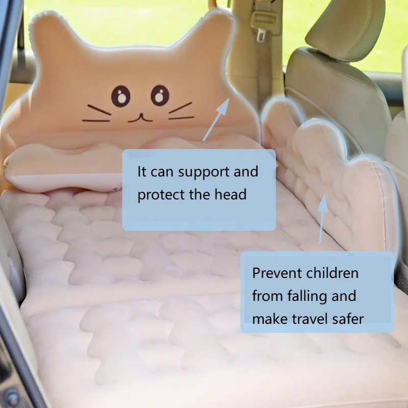 Inflatable Mattress Car Travel Bed Automatic Inflatable Flocking Cloth Camp Bed Car Camping Accessories Air Mattress Folding