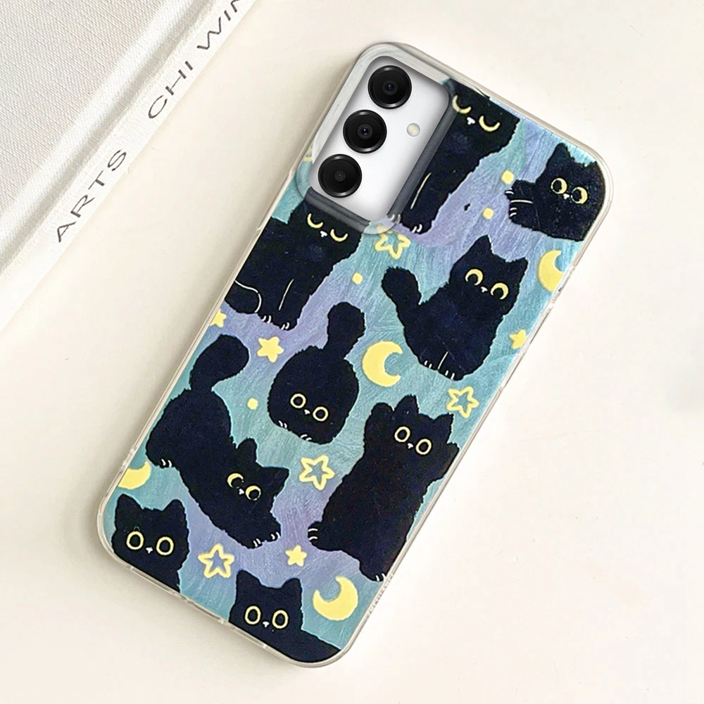 Charming Moonlit Black Cat Silicone Phone Case - Universal Fit
