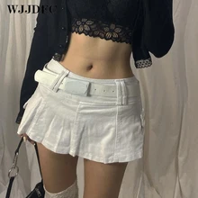 

WJJDFC Pastel Goth Low Waist Black Micro Skirts Y2K Streetwear Pockets Patchwork A-line Skirt E-girl Aesthetics Outfits Zipper