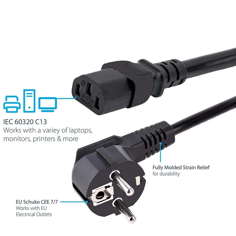EU 전원 코드 3구 EU 플러그 - C13 전원 연장 케이블 5M/2.5M/1.5M EU 주전원 코드 EU 슈코 - IEC-320 C13 전원 코드