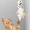 New cat funny cat stick steel wire long pole feather cute cat toy kitten fishing rotating self-pleasure relief pet toy 5