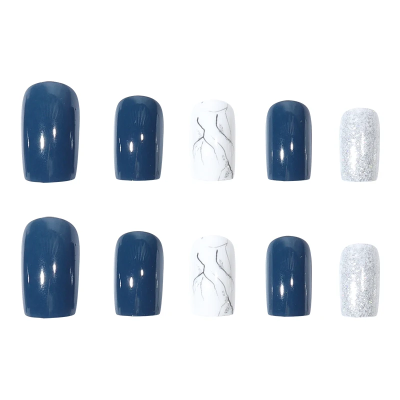 24 Pieces of Medium Size Almond Shaped Christmas with Various Patterns, ABS Glossy Glossy Fake Nails+1 Jelly Glue+1 Nail File