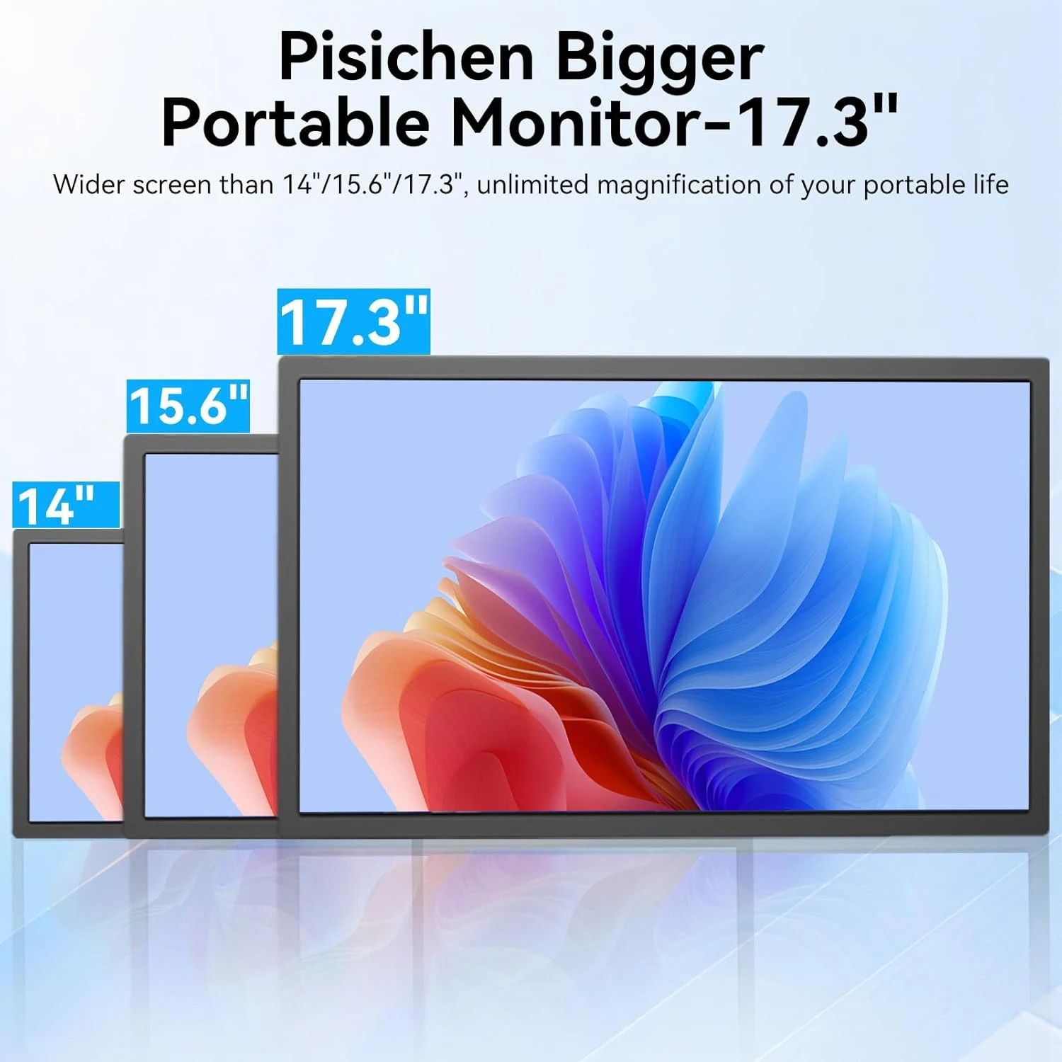 17.3인치 휴대용 모니터 250니트 72% sRGB IPS HDR 여행용 컴퓨터 디스플레이 USB Type-C 미니HDMI 듀얼 스피커 VESA 맥폰용