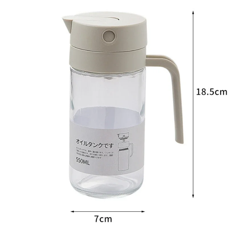 550mL Oil Empty Bottle Pourer Glass Bottles Automatic Opening and Closing Kitchen Cooking Oil Dispenser Cruet for camping BBQ kitchen utensils kitchen seasoning bottles
