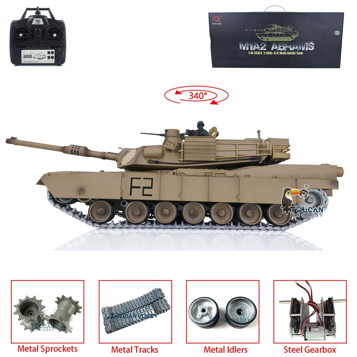 1/16 RTR RC Tank 7.0 Upgraded Metal M1A2 Abrams 2.4G