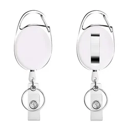 Aluminum Alloy Card Holder with Retractable Badge Reel (White)