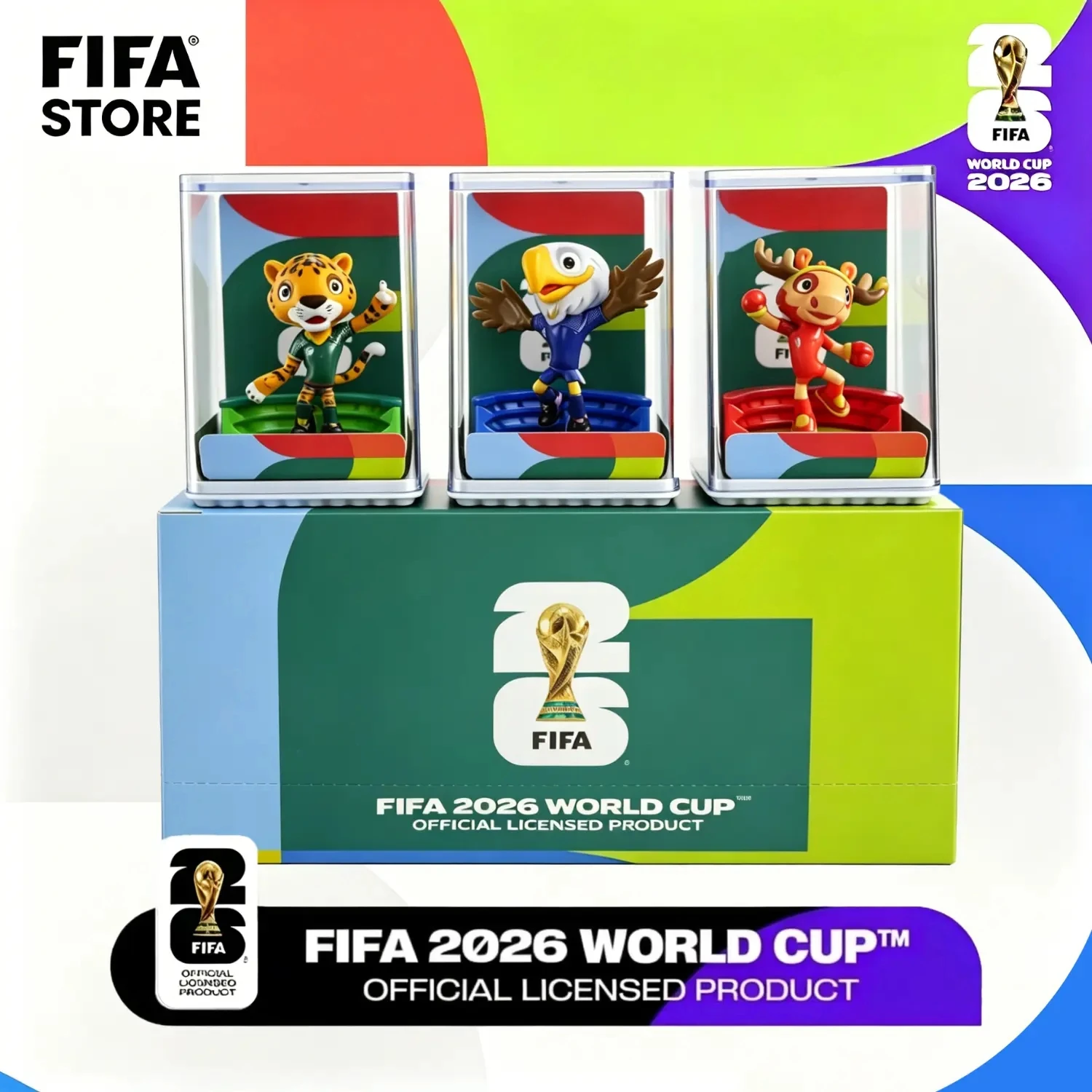 FIFA Official Licensed 2026 World Cup Mascot 3-Piece Collectible Set, Fan Memorabilia - Maple & Zayu & Clutch / 6cm/2.36in 6QCB