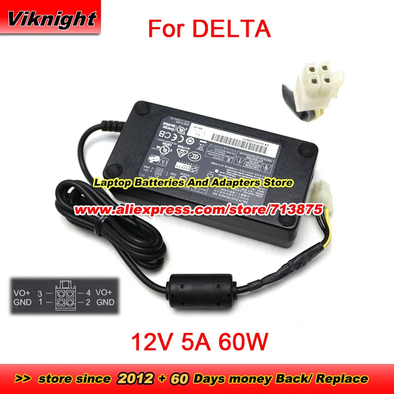 

Genuine DPS-60AB-3 A for Delta Ac Adapter 12V 5A 60W For ADVANTECH P/N 1757004658-01 Power Supply With Molex 4 Pins