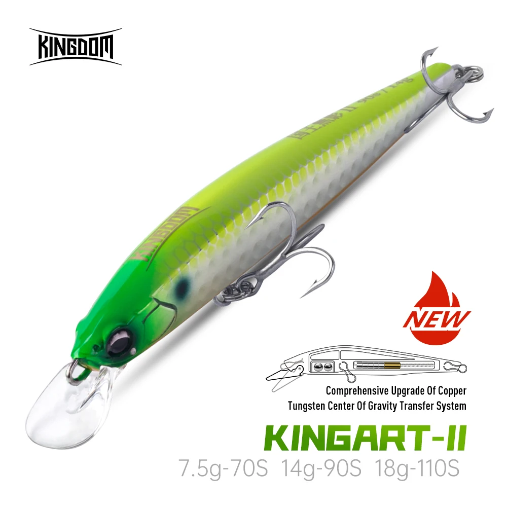 Kingdom Kingart-II Sinking Minnow 7,5 g 14 g 18 g 70 mm 90 mm 110 mm Angelköder Künstliche lange Wurfharte Köder Forelle Seebarsch
