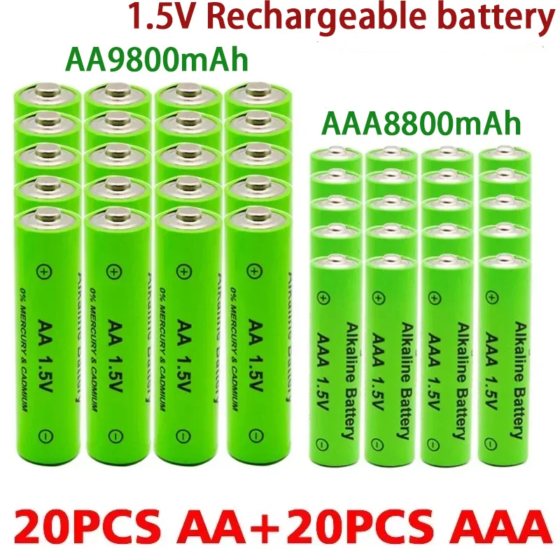 

AA + AAA Rechargeable AA 1.5V 9800mAh / 1.5V AAA 8800mah Alkaline Battery Flashlight Toys Watch MP3 Player Replace Ni-Mh Battery