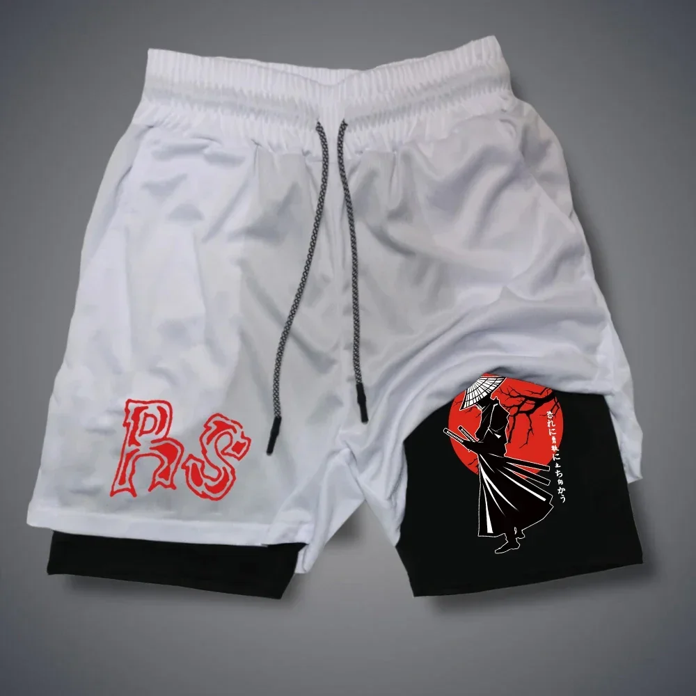 Summer Men's Shorts RS Letter Print Shorts Quick Dry 2 In 1 Short Pants White Black Double-deck Short Pant Dragon Streetwear