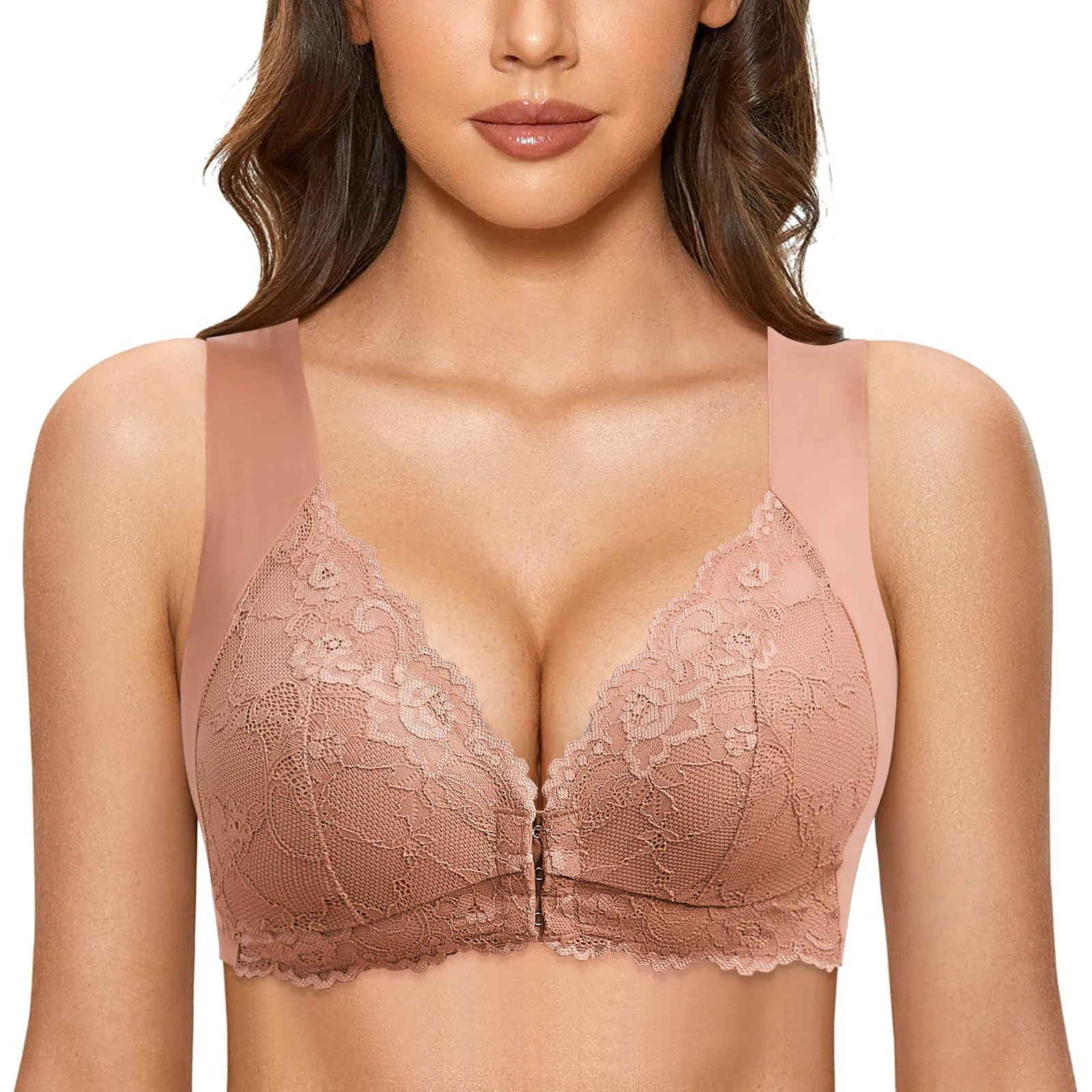 Front Open Button Full Coverage Bra Comfortable & Seamless Elastic