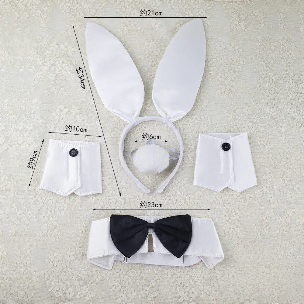 Osterhasen-Kostüm-Set für Damen, Hasenohren, Stirnband, Kragen, Fliege, Manschetten und Hasenschwanz-Zubehör