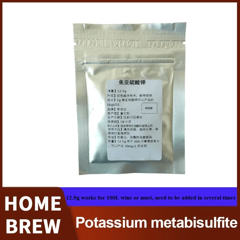 12.5g Metabisulfito de potasio wine Making Used Disinfection Addition Potassium Metabisulfite for Wine Making Used Potassium Metabisulfite for Wine Making