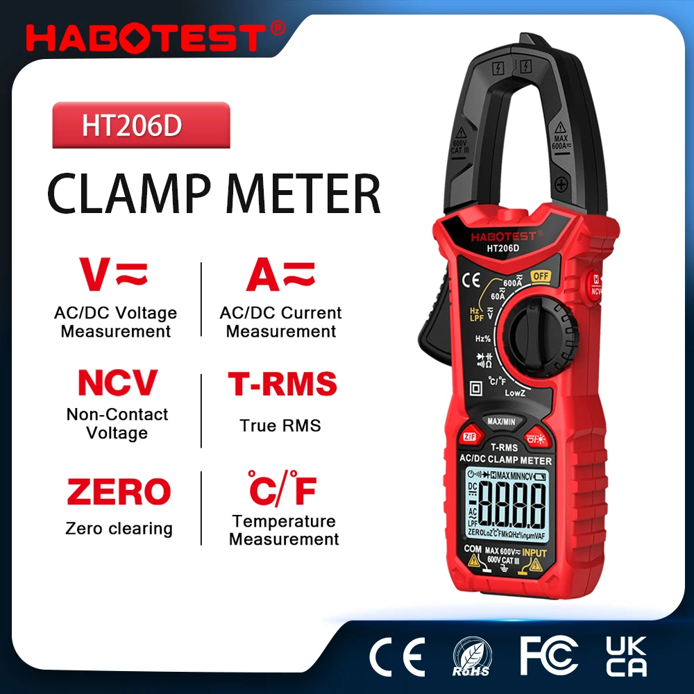 Digital Clamp Meter Multimeter Pinza Amperimetrica True RMS High Precision Capacitance NCV Ohm Hz Tester