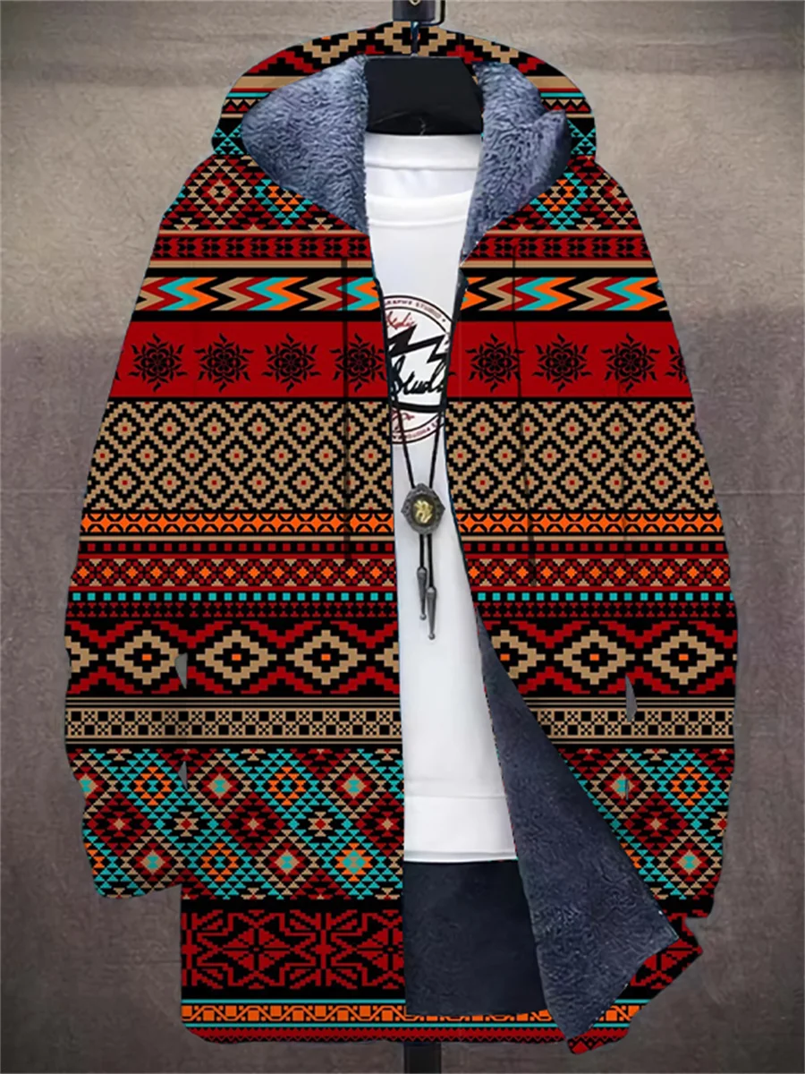 Autumn and winter new men's coat fashionable warm fleece retro hooded sweatshirt daily zipper sports casual jacket 2023