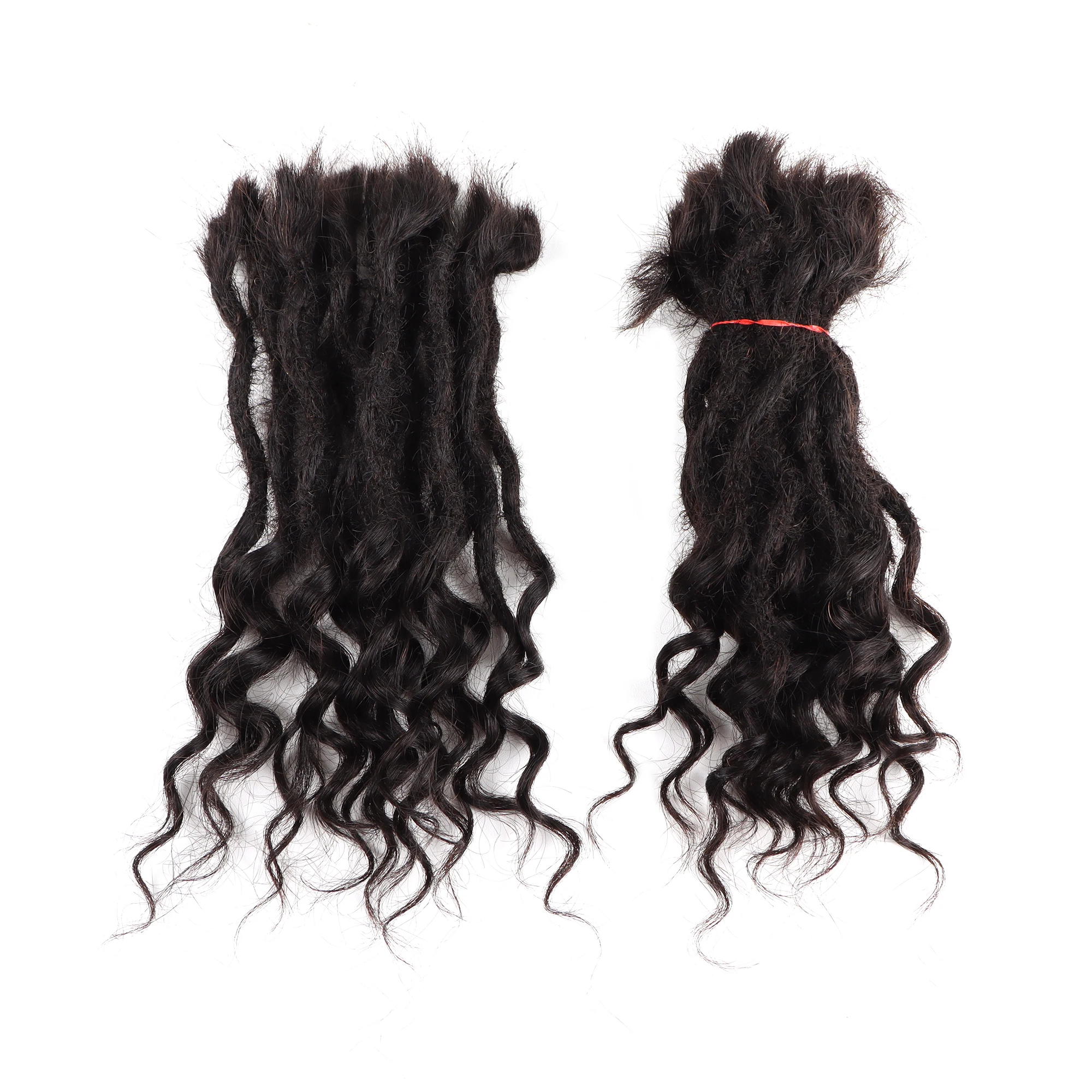 Human Hair Dreadlocks Extensions Freego Curly In the End 0.6cm Thickness Real Human Hair Full Head Handmade Can Be Dye ad bleach