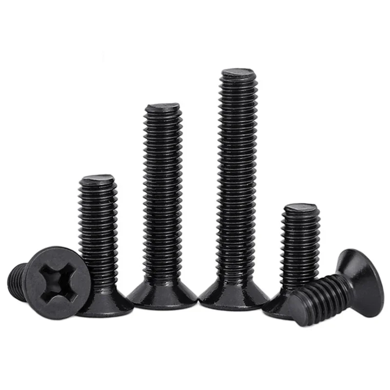 Phillips Flat Screw 10pcs/lot M1 M1.2 M1.4 M1.6 M1.7 M2 M2.5 M3 M3.5 M4 M5 KM Mini Small Black Steel KM Phillips Flat Countersunk Head Screw Bolt