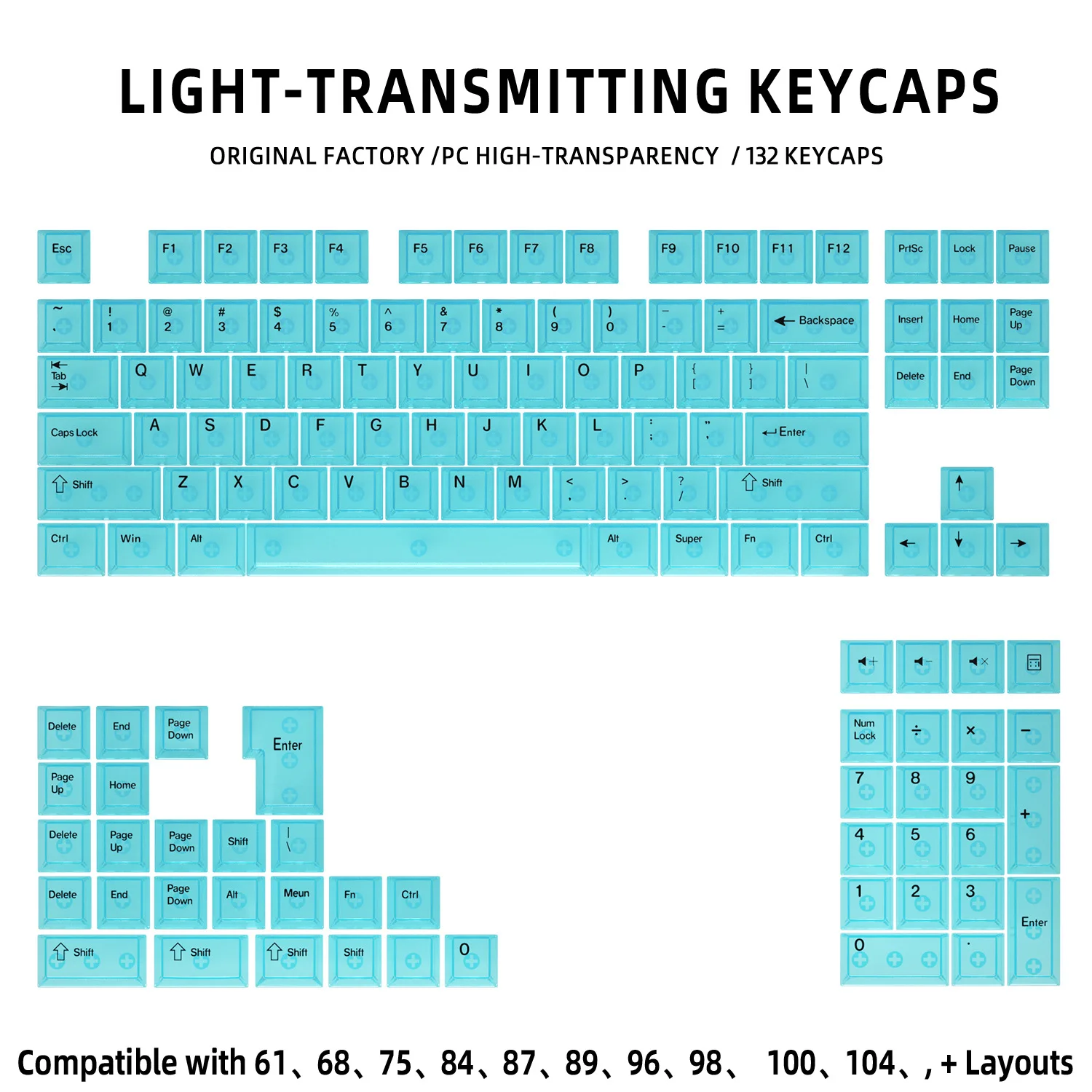 Vibrant Multicolor Cherry Profile Transparent Keycaps Set