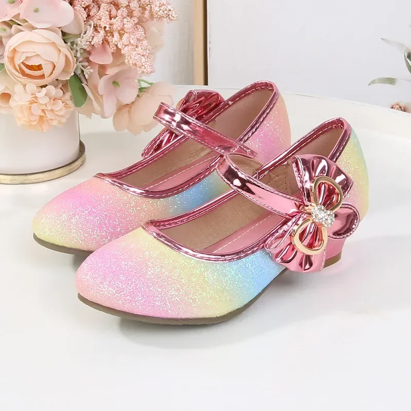 Leather Kids High Heels Shoes for Wedding Party