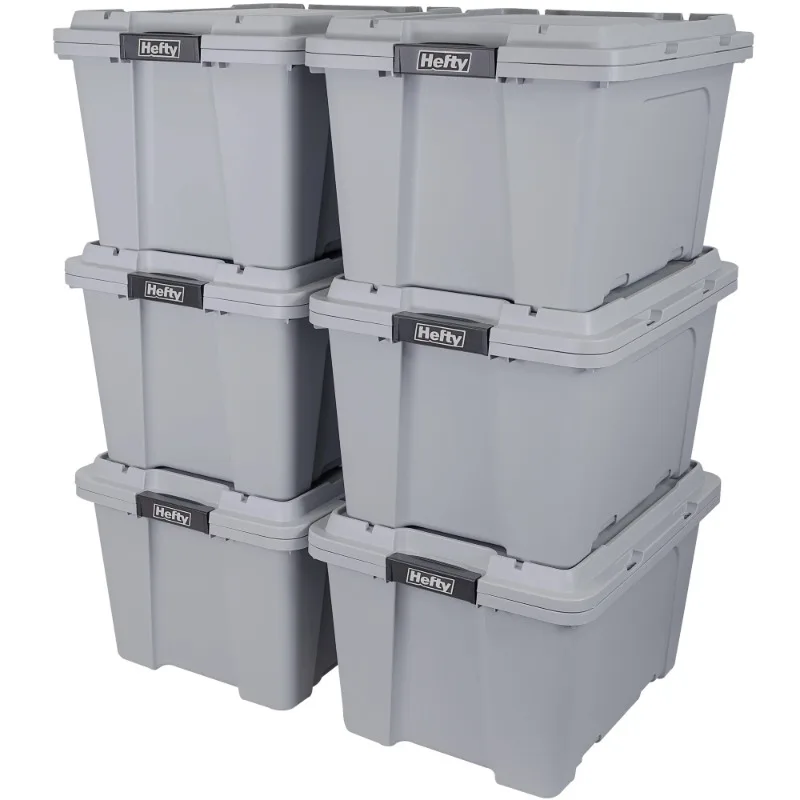 

18 gal Max Pro Plastic Utility Storage Tote, Gray, 6 Pack
