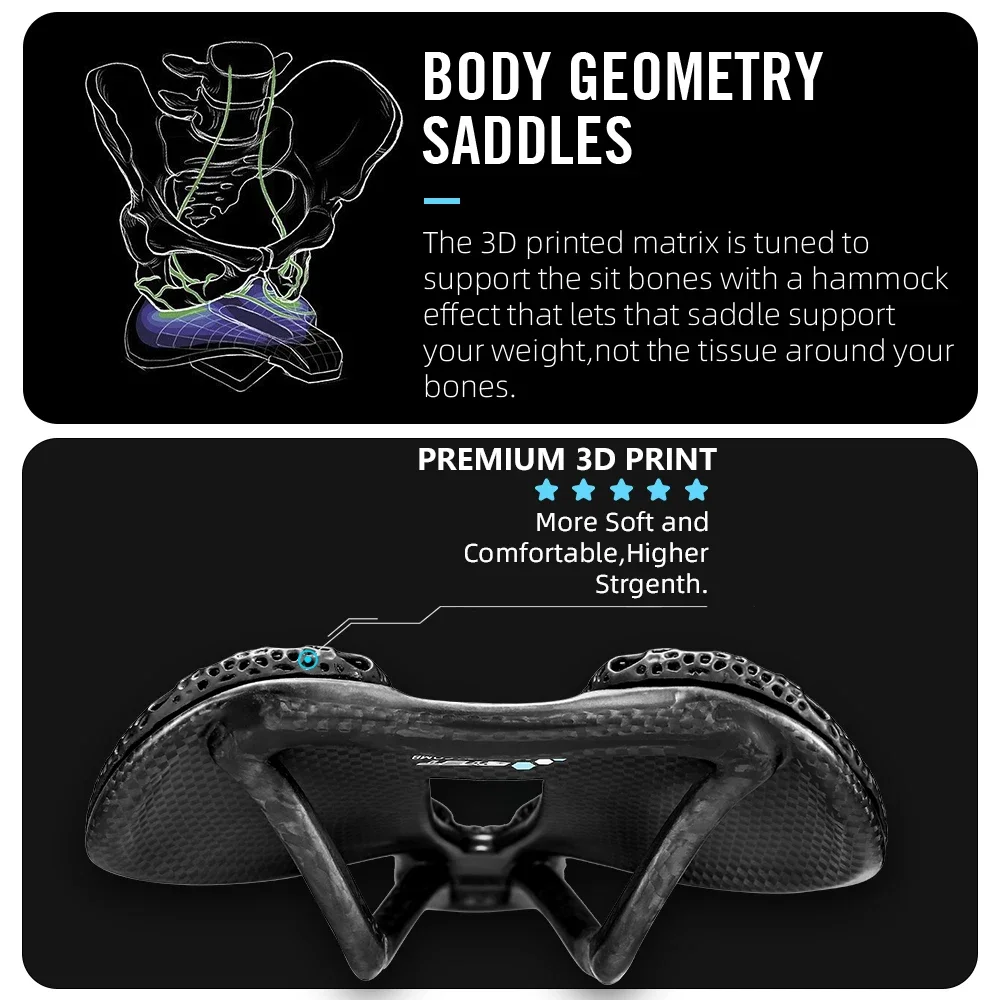 Ryet-カーボン3Dプリントの自転車サドル,140mm, 7x9, 2024