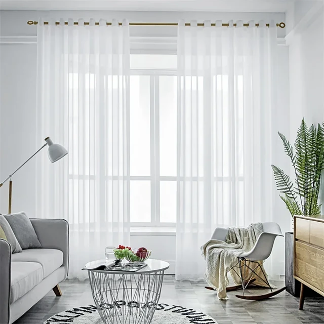 BILEEHOME-cortinas transparentes blancas modernas para sala de estar,  cortina de gasa de lujo para dormitorio