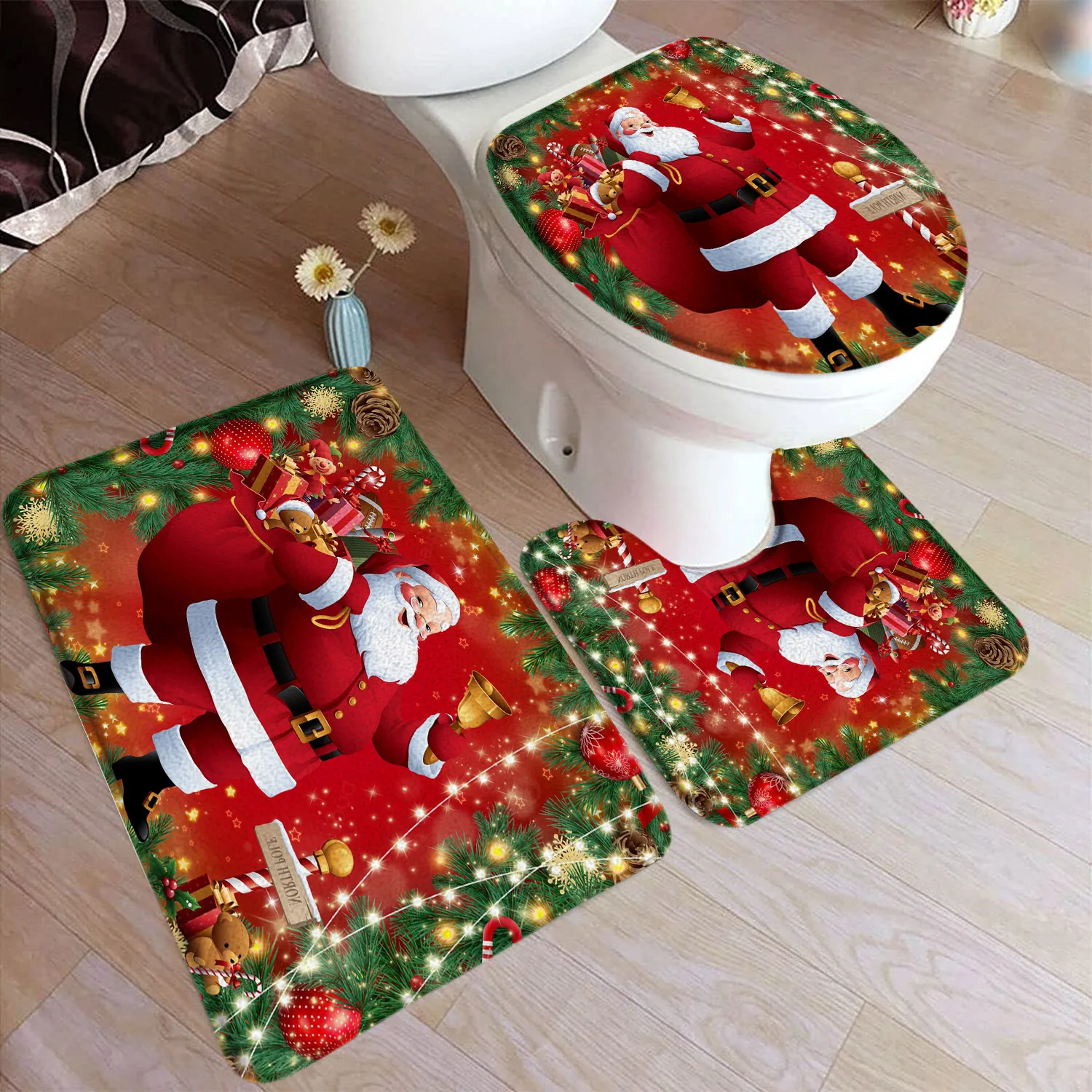 Shower Curtains Christmas Snowman Shower Curtains Red Bird Berry Rabbit Winter Forest Snowflake New Year Home Bathroom Curtain Decor With Hooks