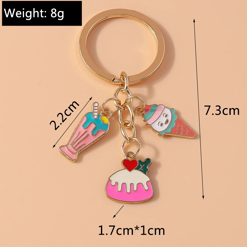 Aihua Emaille-Schlüsselanhänger, Getränke-, Milch- und Kuchen-Schlüsselanhänger für Damen und Herren, Handtaschen-Schlüsselring, Taschenanhänger, Schmuck, Souvenir-Geschenke – Detail 8