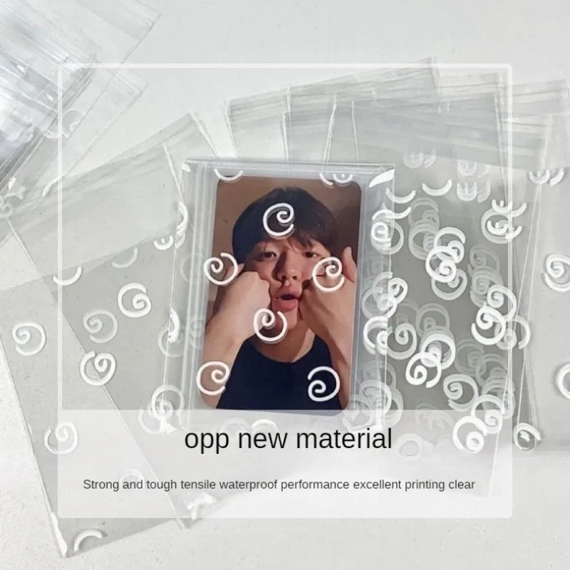 50Pcs Clear Photocard Sleeves INS Photocard Protector Bag Cute Bowknot Print Self-adhesive Opp Self Sealing Bag Card Sleeve Gift 4