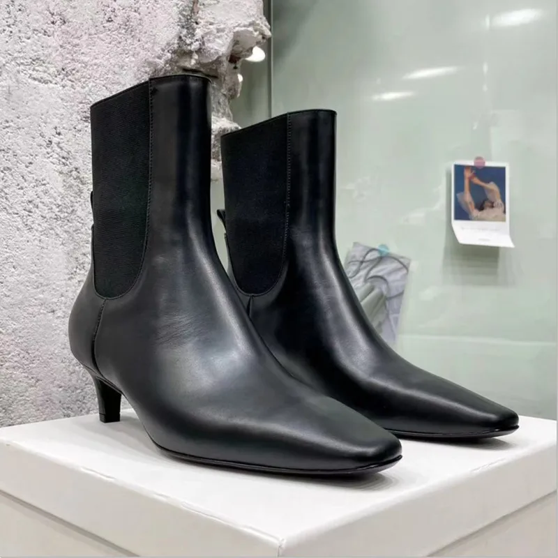 New thick soled knee boots for women, round toe elastic boots for women, one foot pointed motorcycle boots for women, long boots